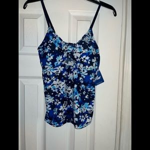NWT, Hilot Blue & White Tankini, Size 10